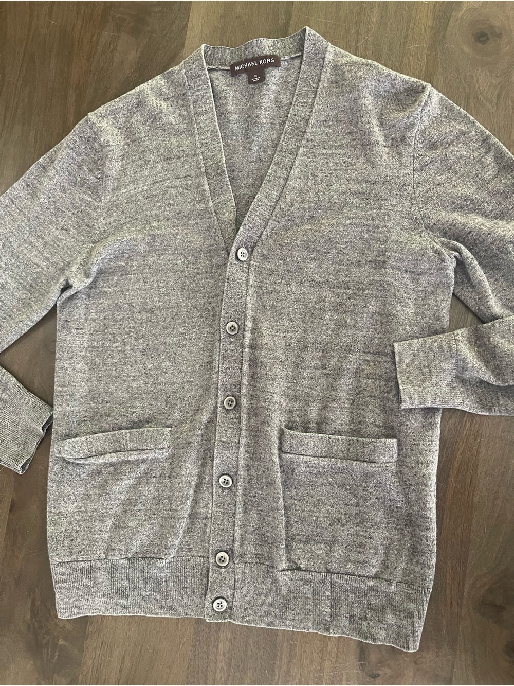 Michael Kors Men's Heather Gray V-Neck Button Cardigan